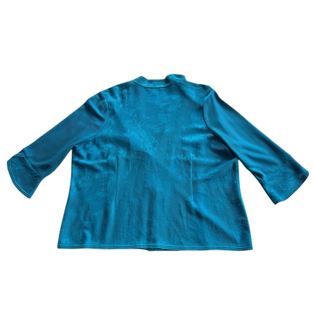 Ming Wang Vibrant Blue Textured Tonal Knit Split sleeve Jacket Size 2X - Picture 8 of 14